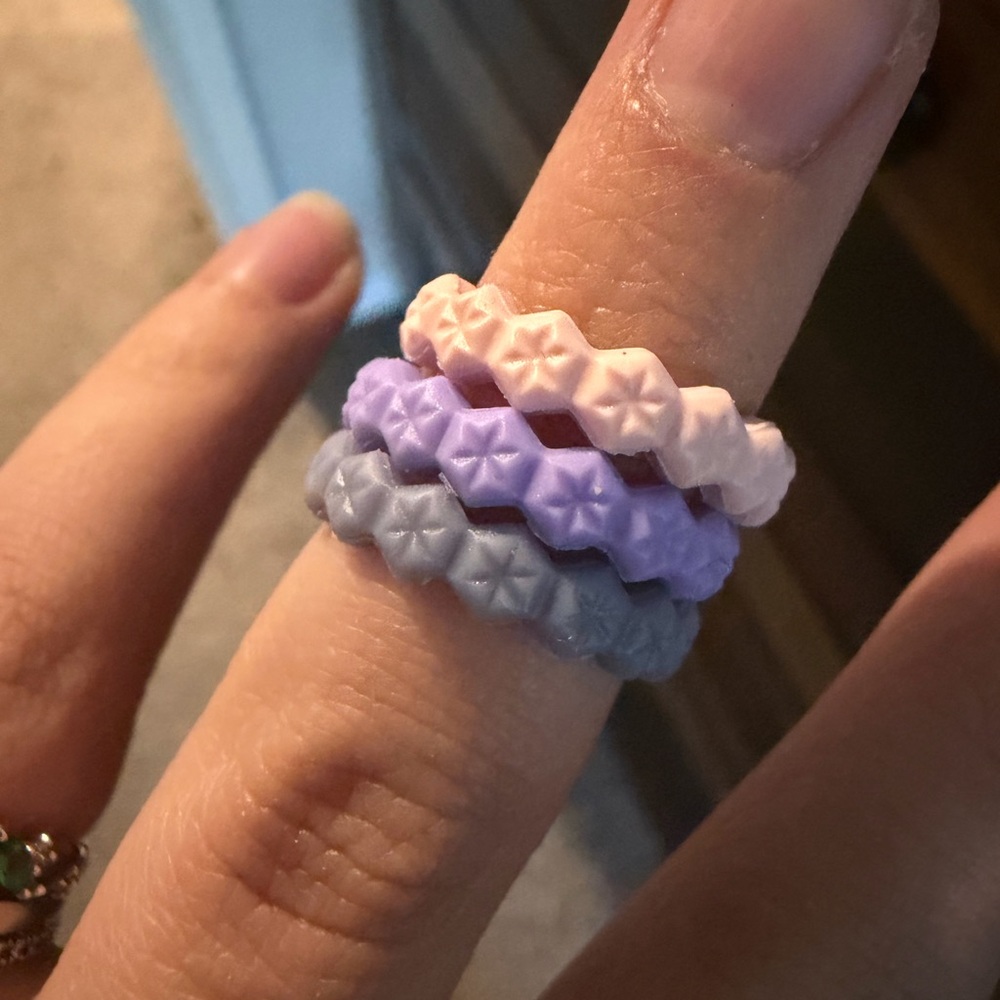 Colorful Textured Silicon Rings Set - Picture 4 of 6